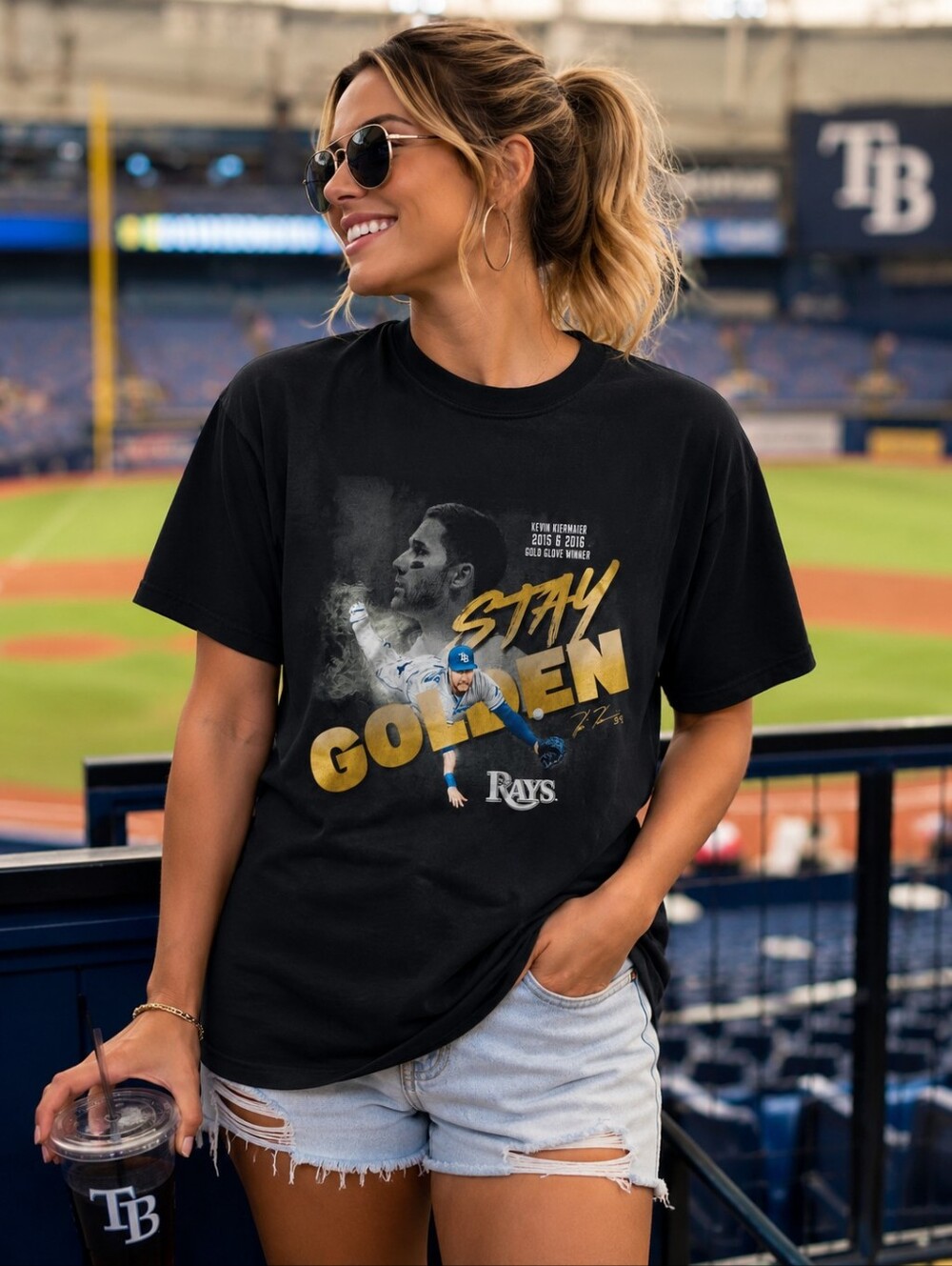 Tampa Bay Rays "Stay Golden" Kevin Keirmaier Black Graphic Tee